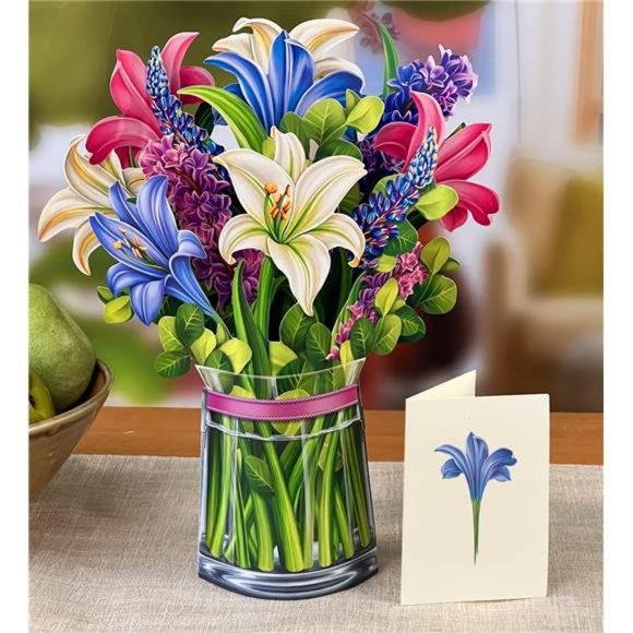 Freshcut Paper Pop Up Cards,Lillies & Lupines, 12 inch Life Sized Forever Flower - Picture 4 of 6